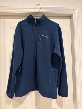 Columbia Navy Blue Fleece Jacket with Light Blue Accents